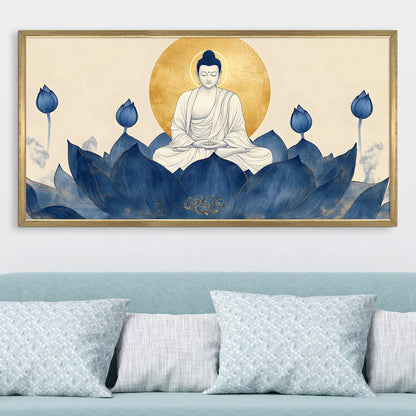 Blue Lotus Buddha Wall Art For Home Decor