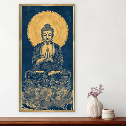 Lord Buddha On Lotus Canvas Wall Painting