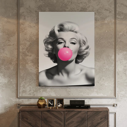 Marilyn Monroe Pink Bubble Gum Maximalist Altered Wall Art