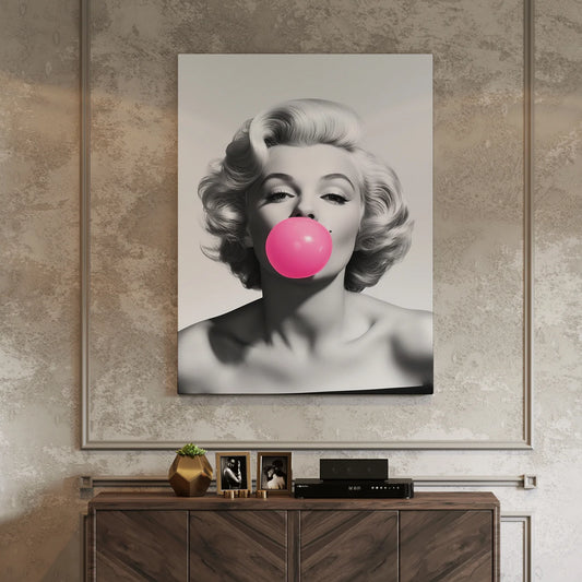 Marilyn Monroe Pink Bubble Gum Maximalist Altered Wall Art