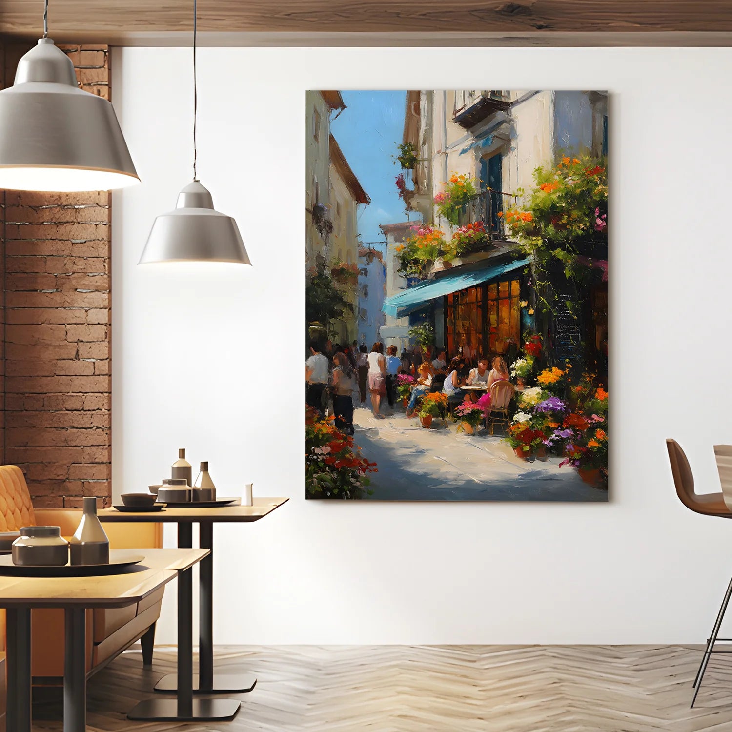 Vintage Street Wall Canvas Painting For Restaurant And Hotel