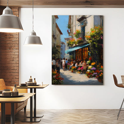 Vintage Street Wall Canvas Painting For Restaurant And Hotel