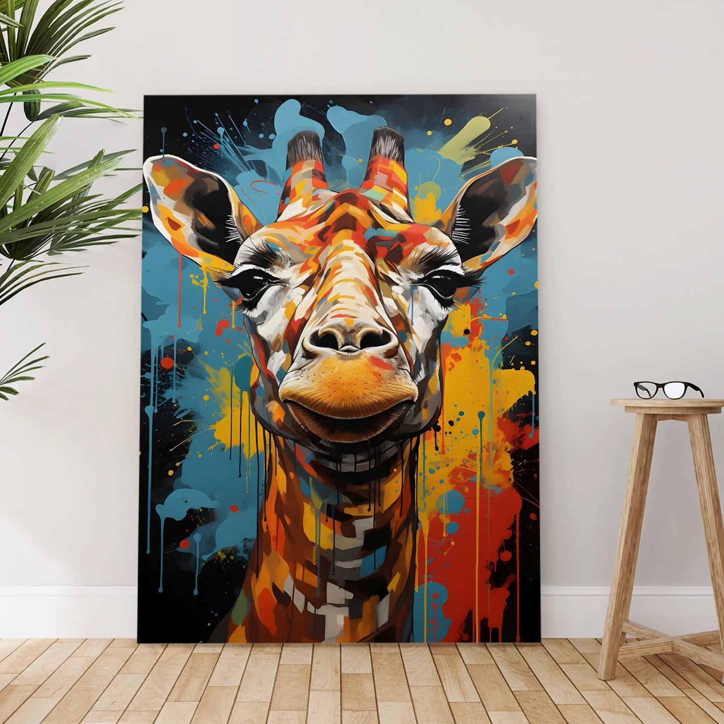 Colorful Giraffe Graffiti Canvas Wall Art Painting