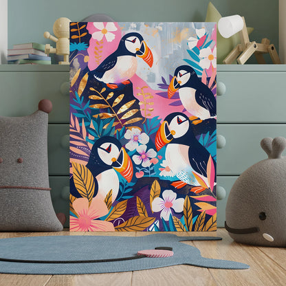Tropical Puffin Paradise Wall Art Painting For Home Decoration