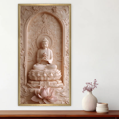 Lord Buddha With Lotus Canvas Wall Painting