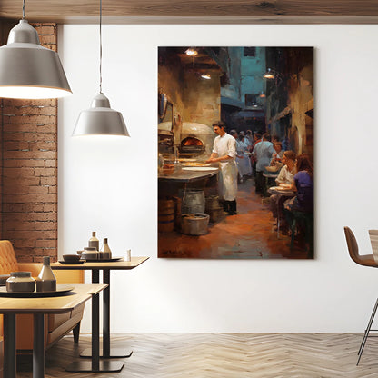 Italian Pizzeria Wall Art – Cozy Restaurant & Chef Scene Canvas