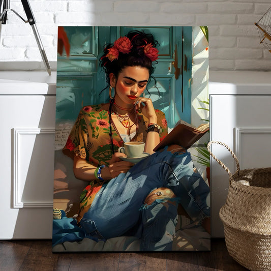 Boho Girl & Sunshine Canvas Wall Art Painting