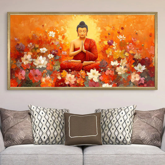 Buddha Floral Canvas Wall Painting For Bedroom