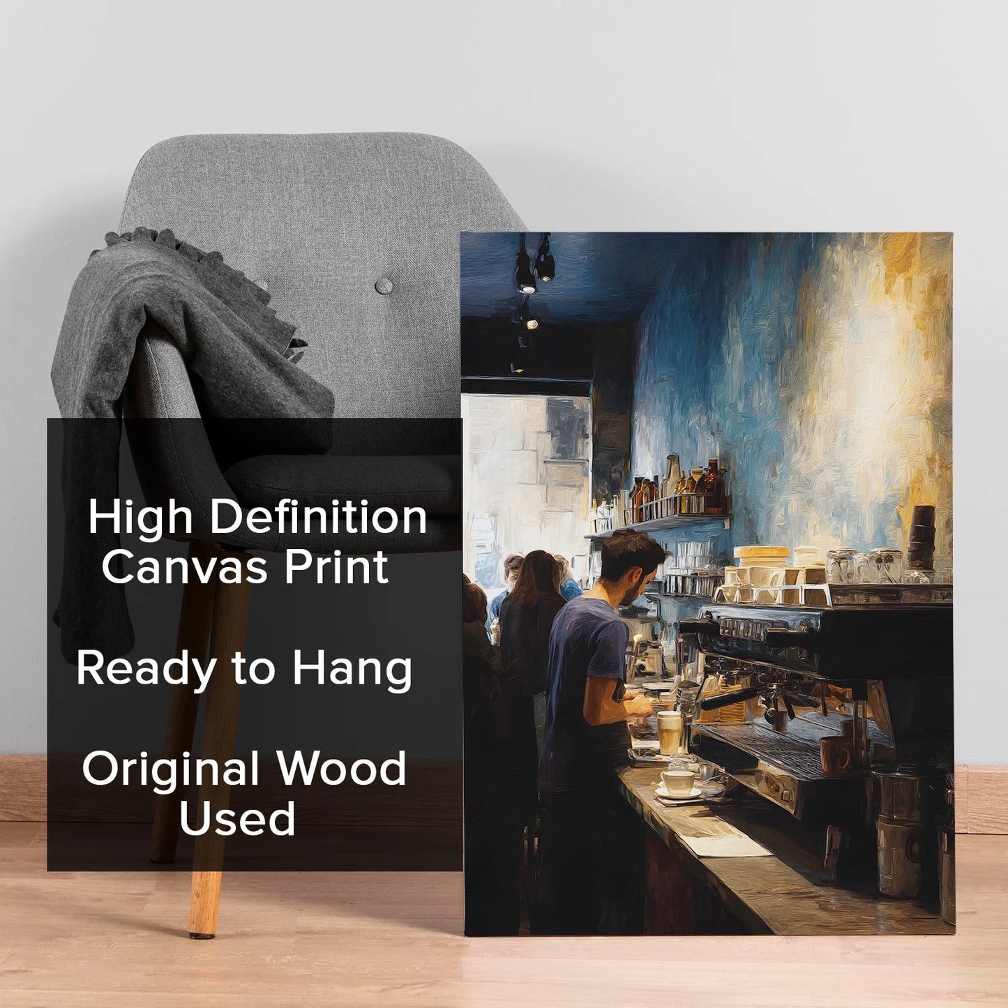 Modern Coffee Shop Wall Art – Stylish Café Interior Canvas