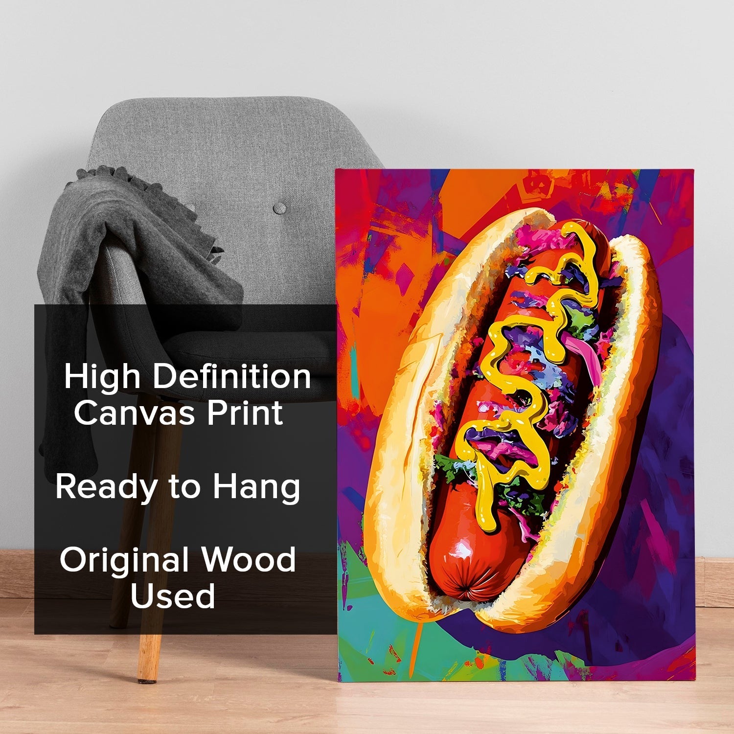 Hot Dog Canvas Wall Art – Fun Pop Art for Your Space – Iconik Canvas