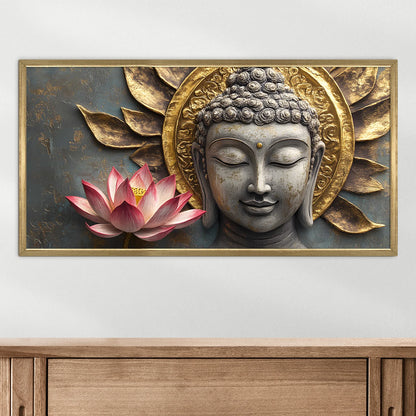 Golden Buddha and Lotus Flower Wall Decoration For Bedroom