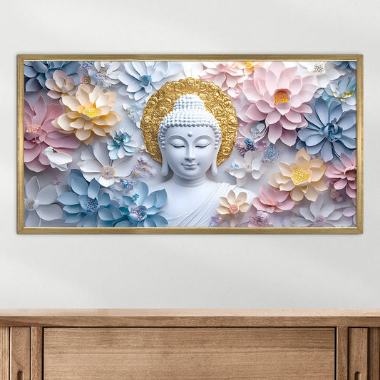 Buddha with Pastel Lotus Wall Canvas Painting For Home Decor