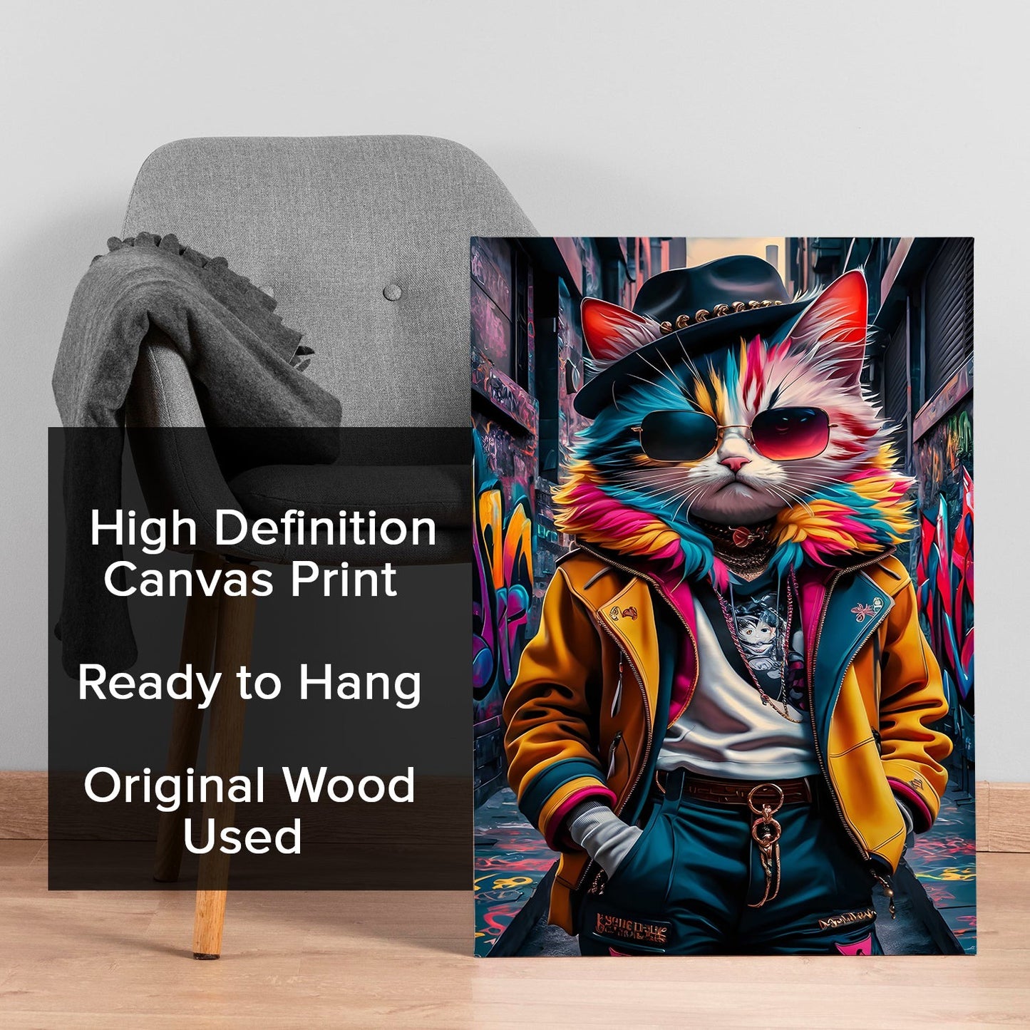 Hip Hop Catitude canvas Wall Art Painting