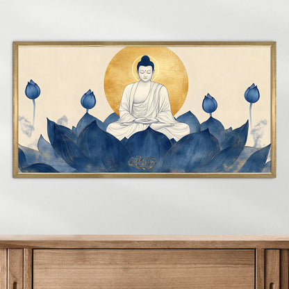 Blue Lotus Buddha Wall Art For Home Decor