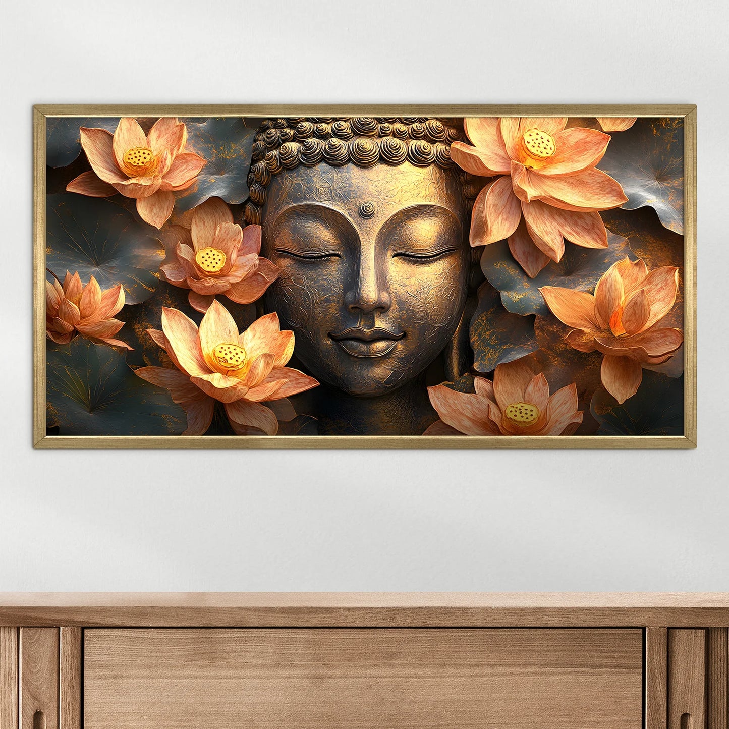 Buddha Floral Canvas Wall Painting For Home Decoration