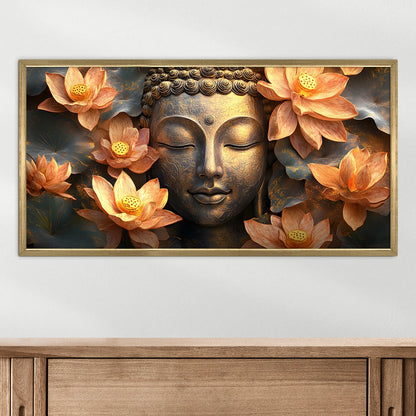 Buddha Floral Canvas Wall Painting For Home Decoration