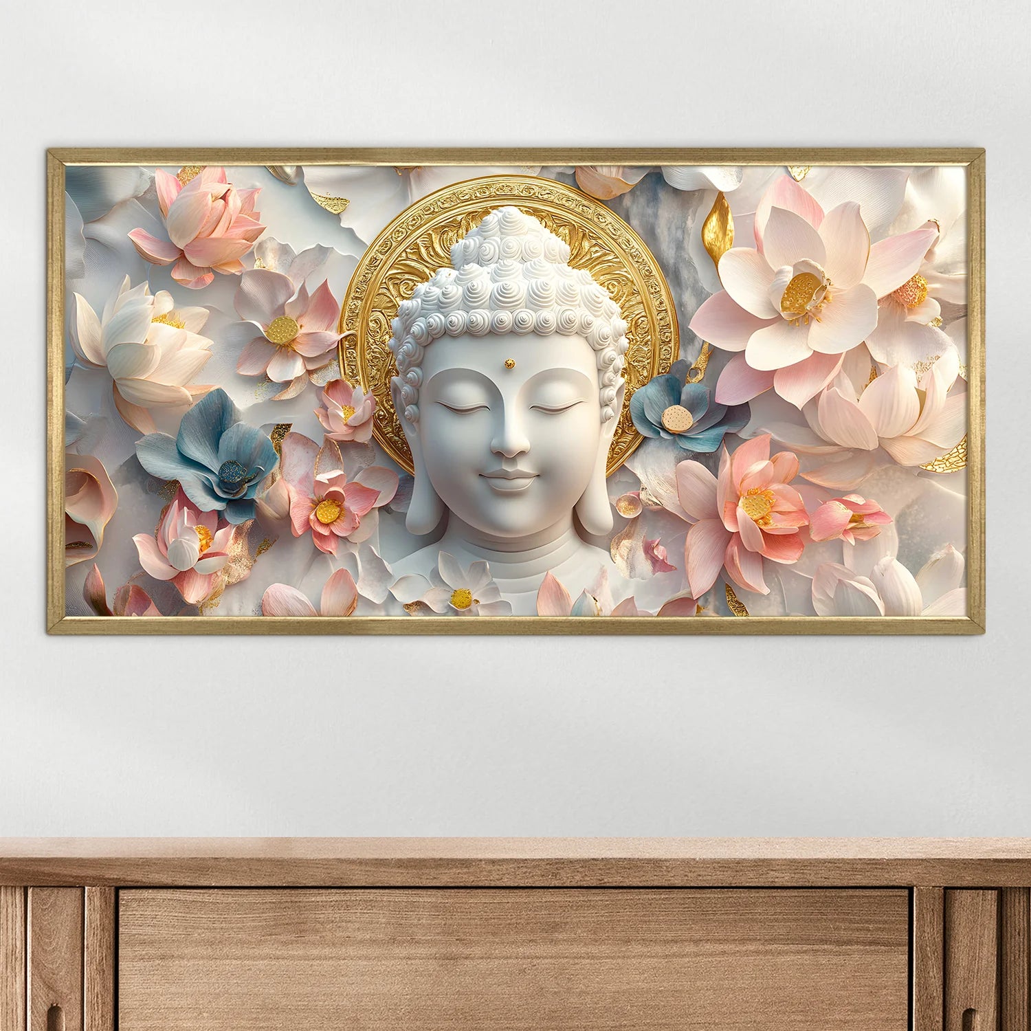 Golden Buddha with Lotus Wall Art