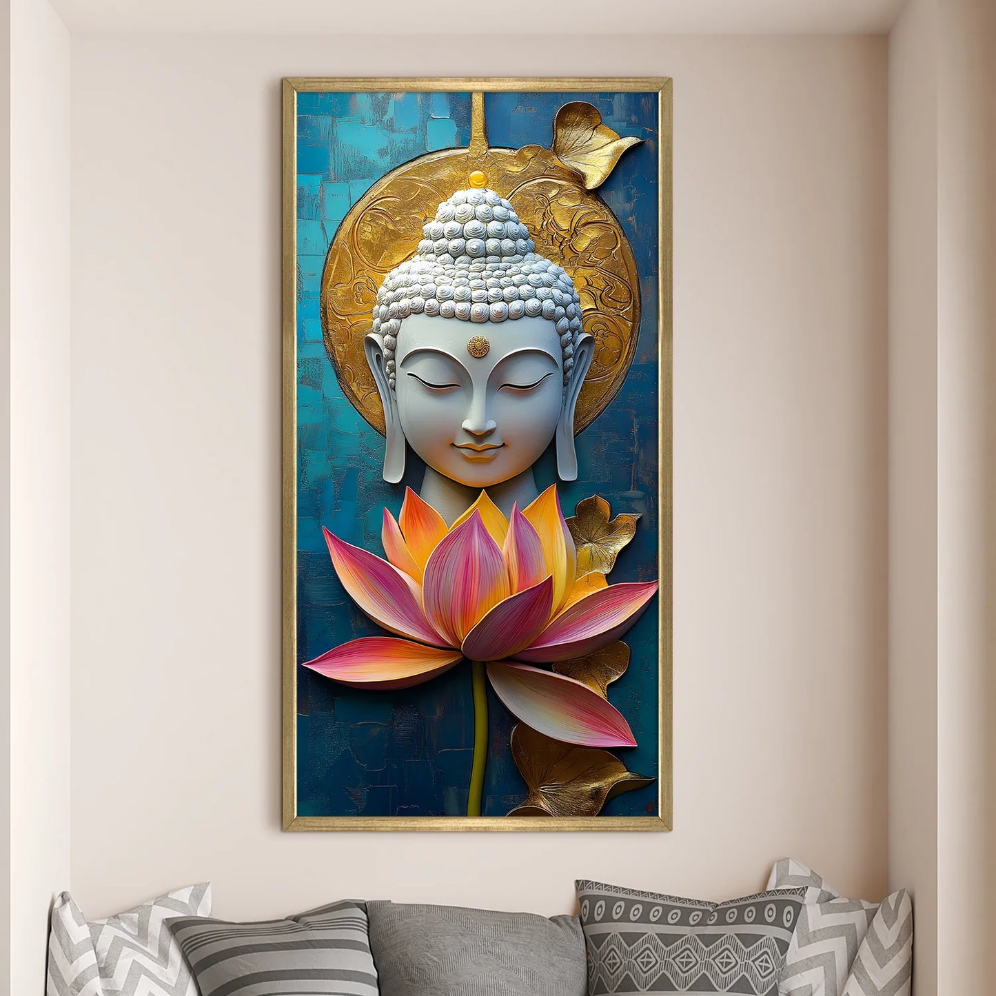 Lord Buddha Canvas Wall Art For Office And Room Decoration 