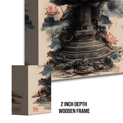 Lord Buddha Meditation With Lotus Canvas Wall Painting For Home Decoration