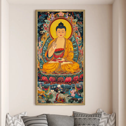 Lord Buddha Meditation Colourful Canvas Wall Painting