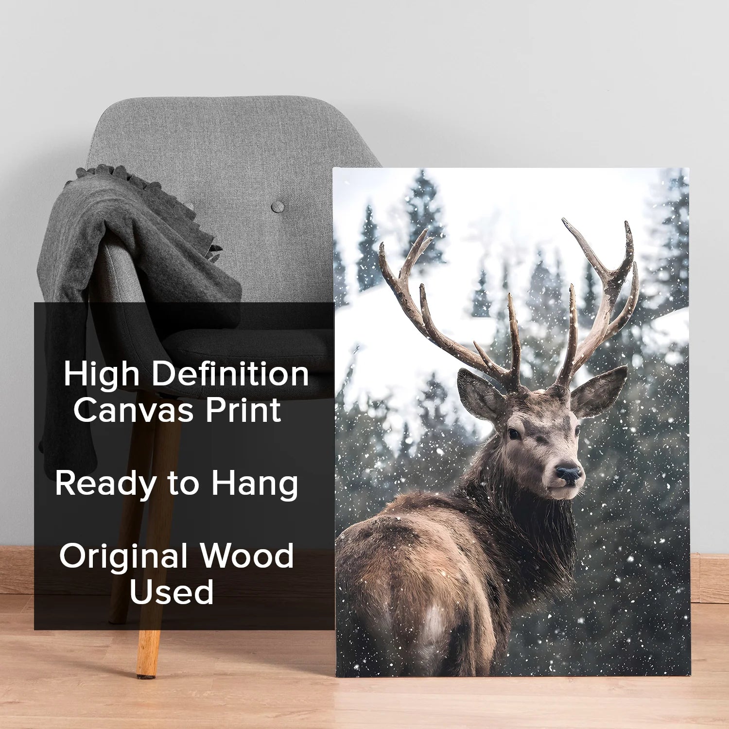 Snow Deer Canvas Wall Art Wildlife