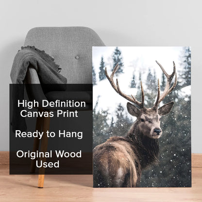 Snow Deer Canvas Wall Art Wildlife
