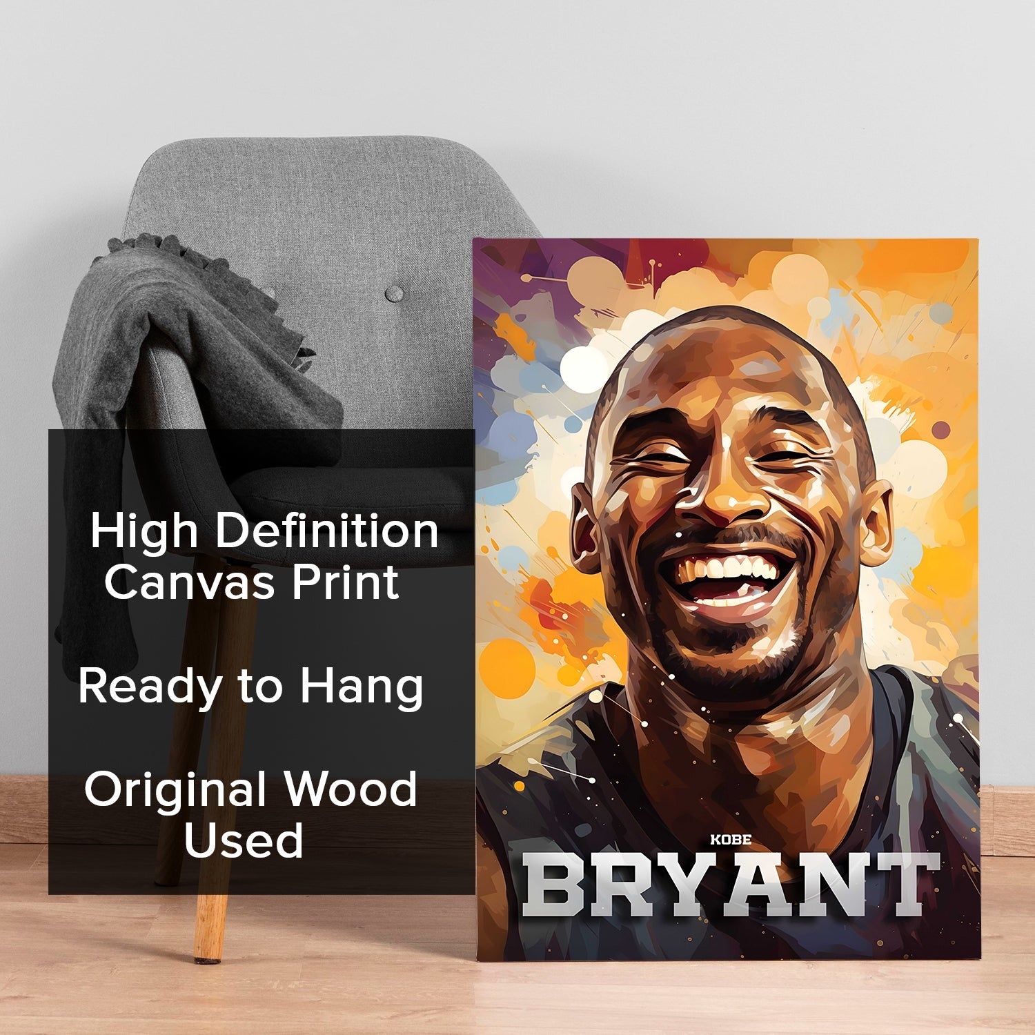 Kobe Bryant Smiling Portrait canvas wall art painting