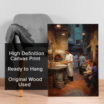 Italian Pizzeria Wall Art – Cozy Restaurant & Chef Scene Canvas