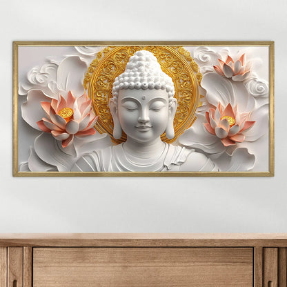 Golden Buddha with Lotus Wall Canvas Painting For Bedroom