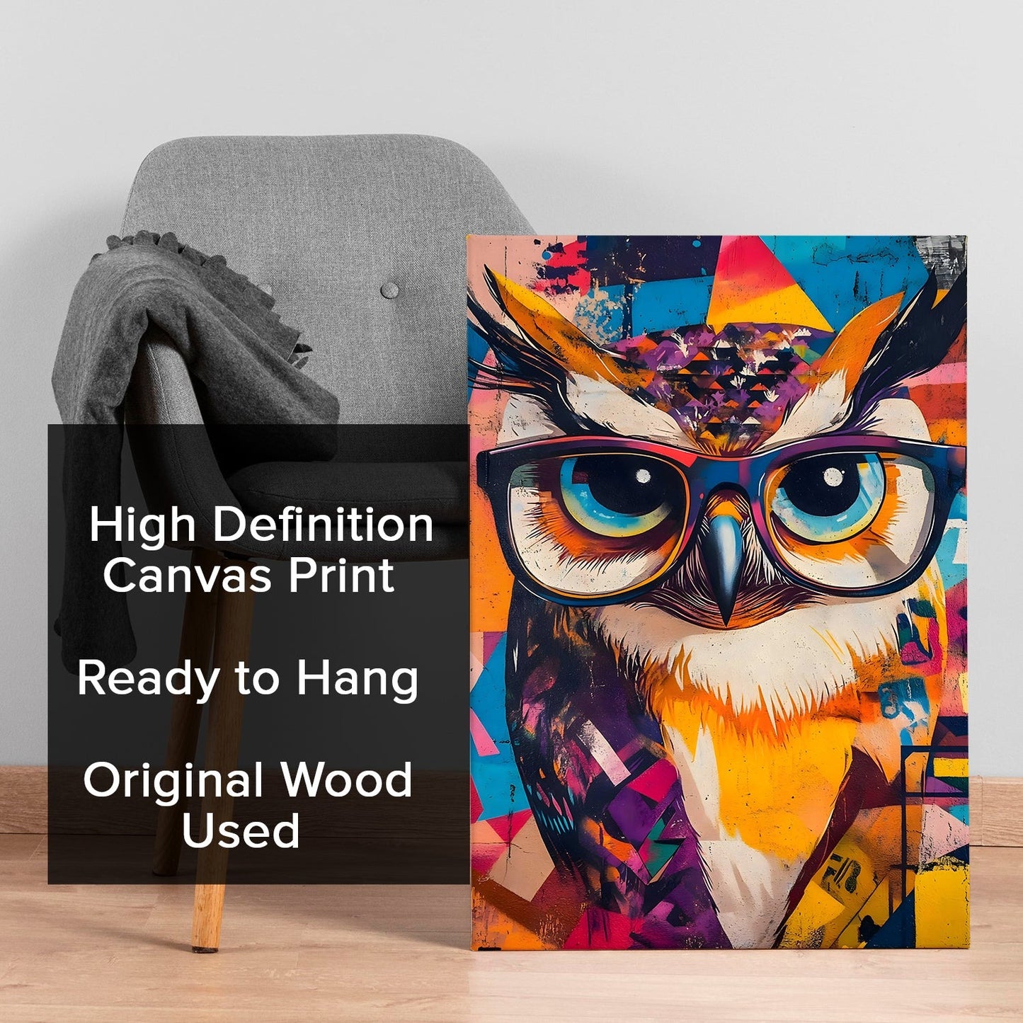 Hipster Owl canvas Wall Art Painting 