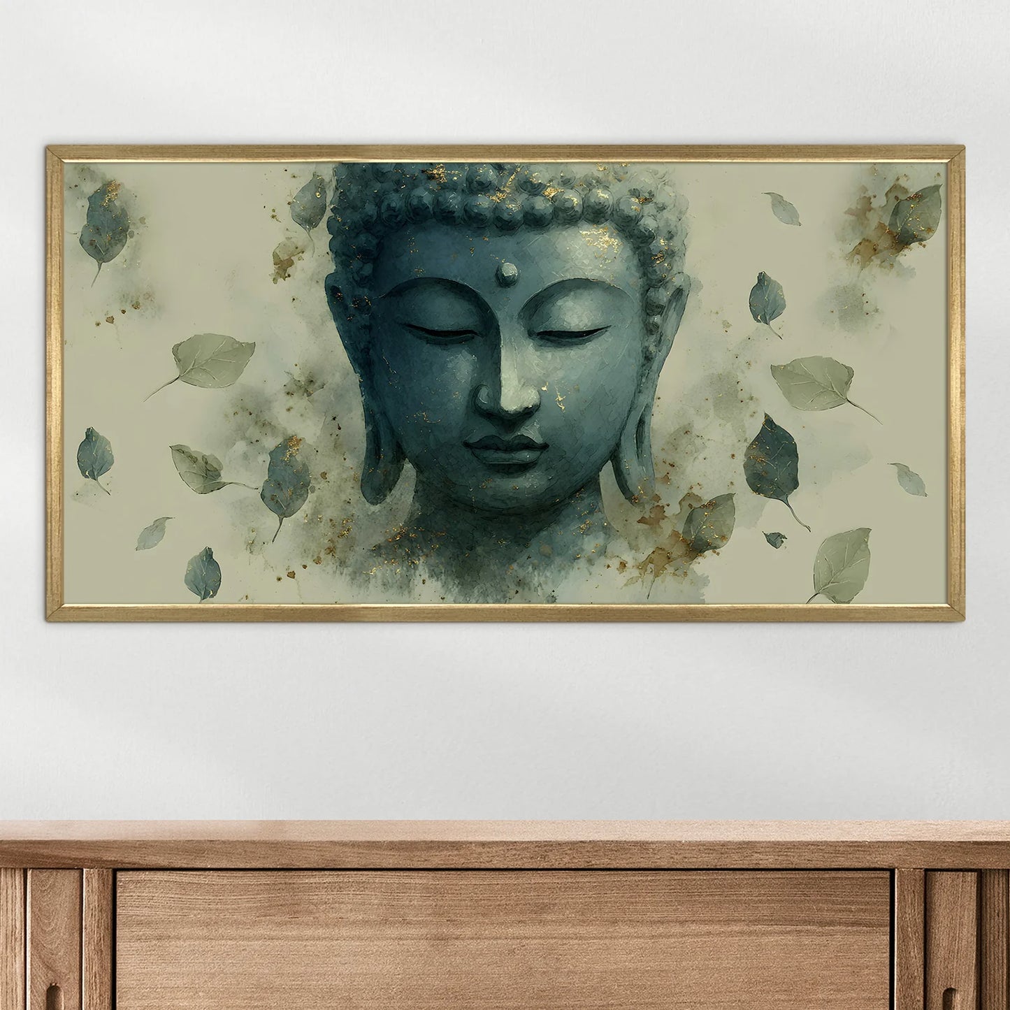 Abstract Blue Buddha Face Wall Canvas Painting