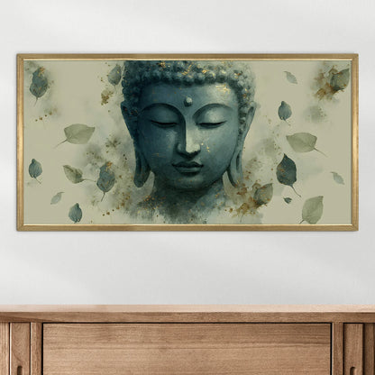 Abstract Blue Buddha Face Wall Canvas Painting