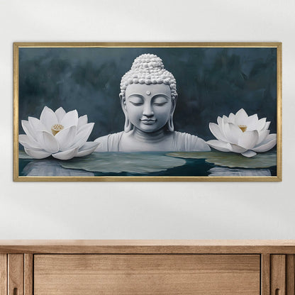 Buddha with White Lotus Wall Art For Home Decoration