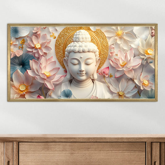 Divine Buddha with Lotus Flower Wall Decor For Bedroom