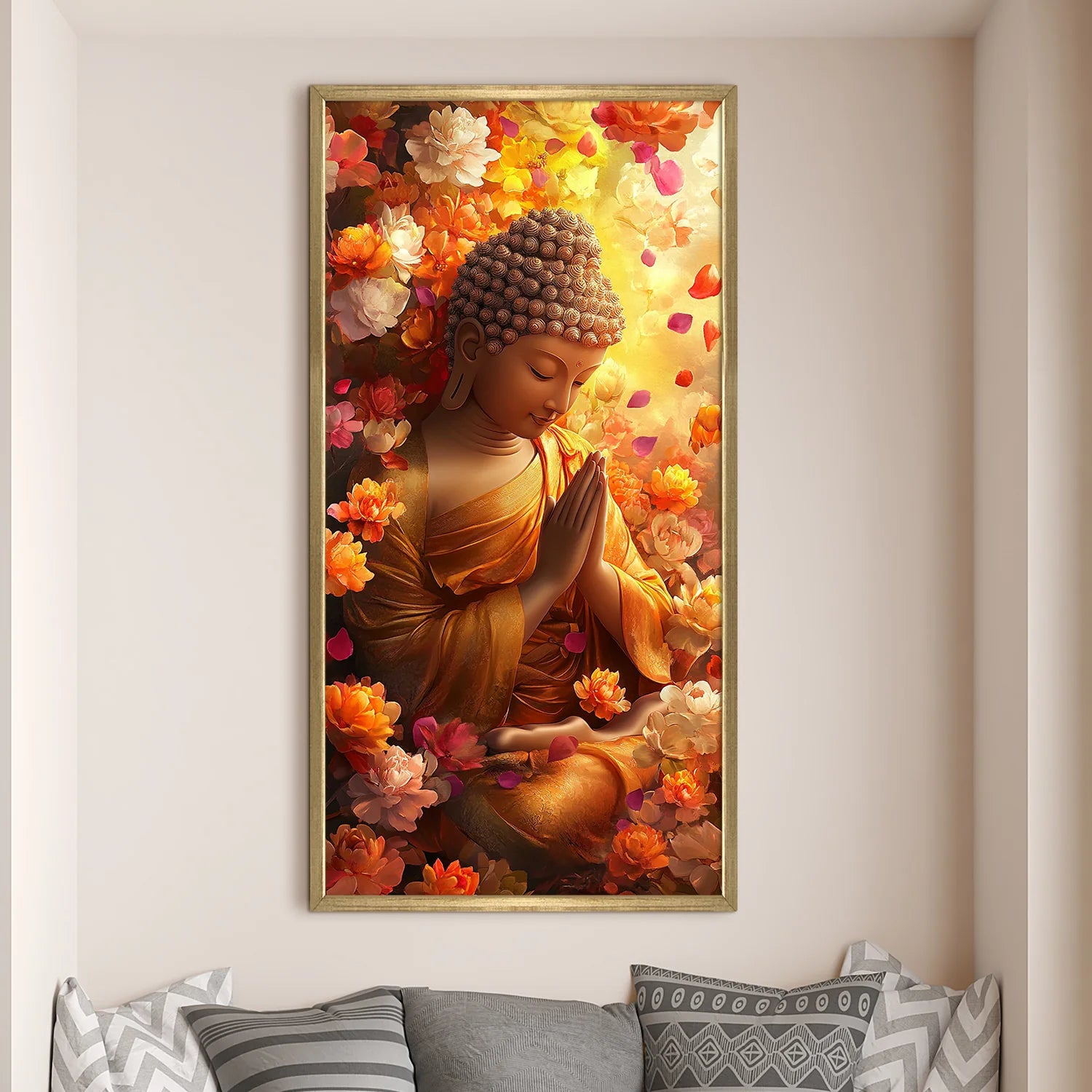 Lord Buddha Golden Canvas Wall Painting For Home 
