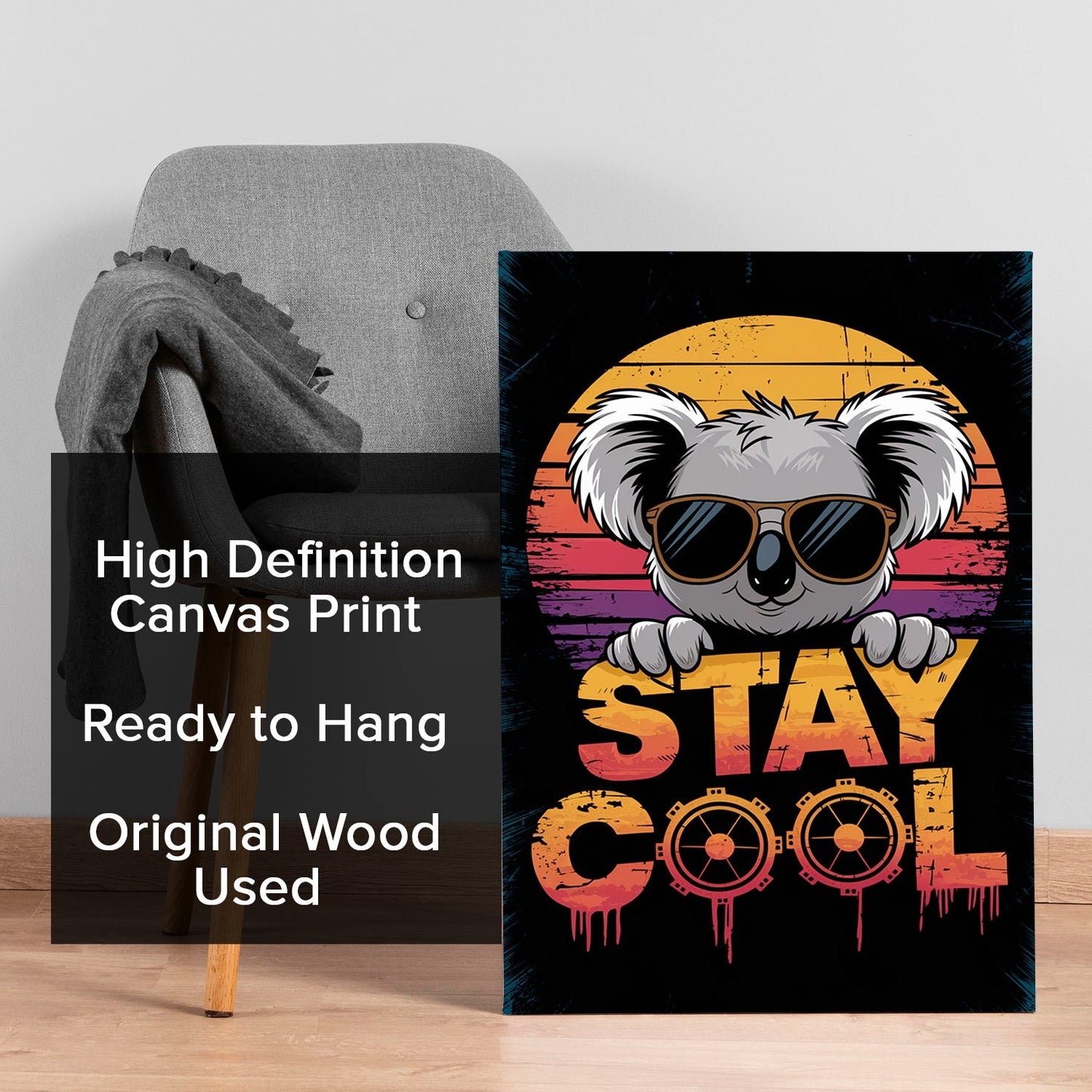 Retro Vibes Koala canvas Wall Art Painting