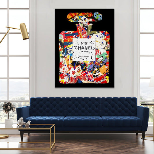Pop Chanel Bottle canvas wall art painting
