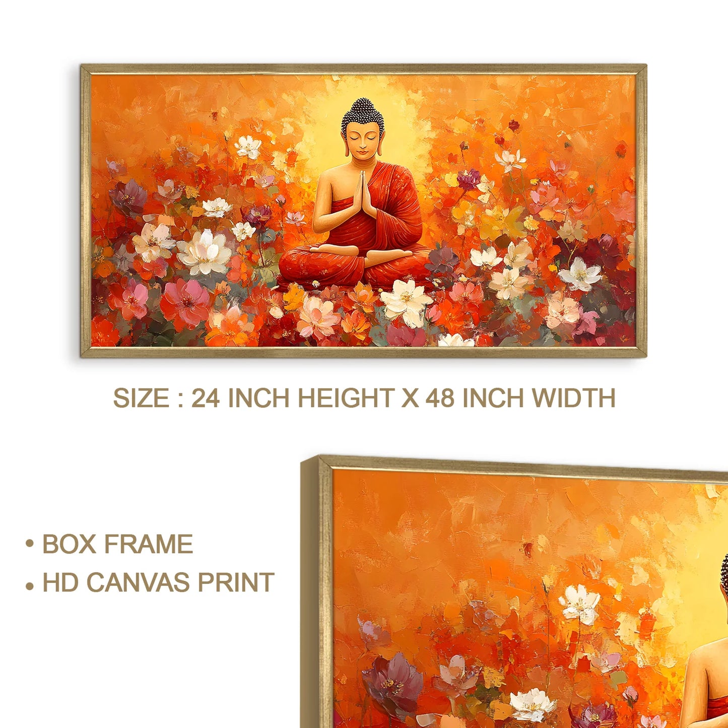 Buddha Floral Canvas Wall Painting For Bedroom