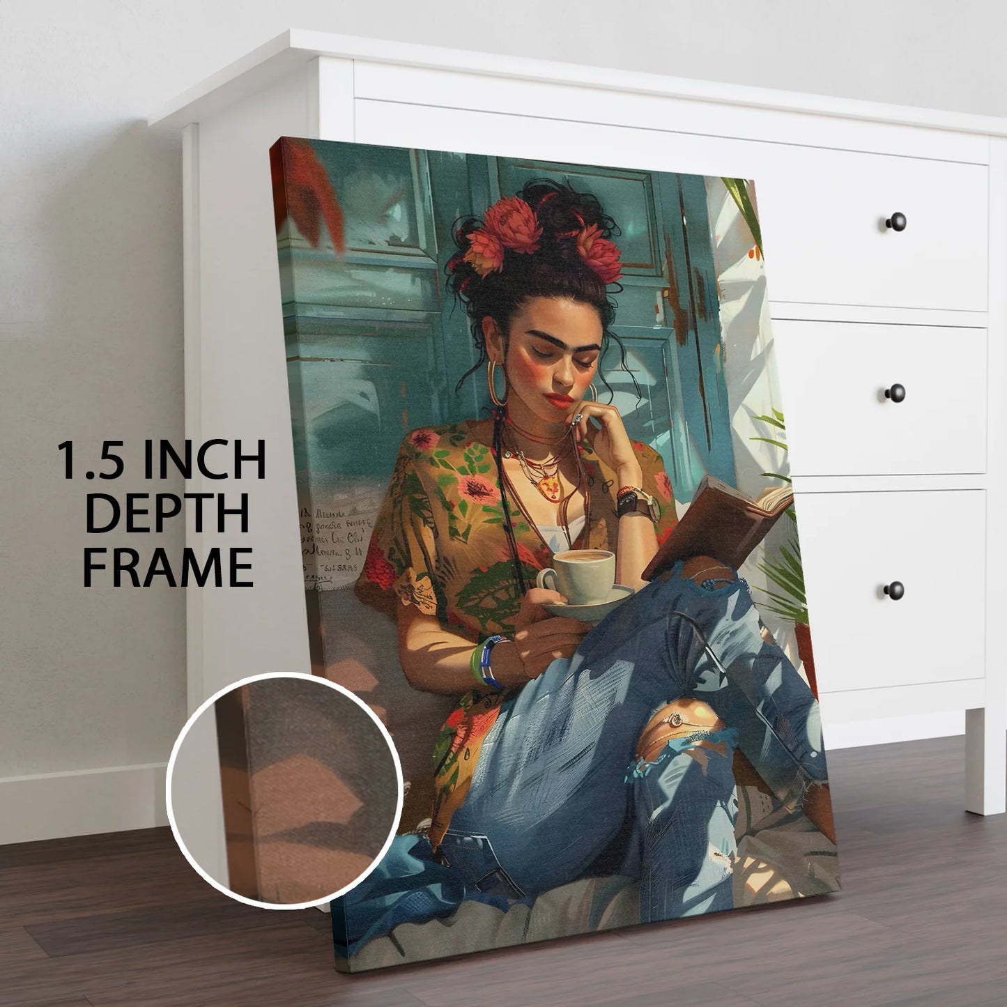 Boho Girl & Sunshine Canvas Wall Art Painting