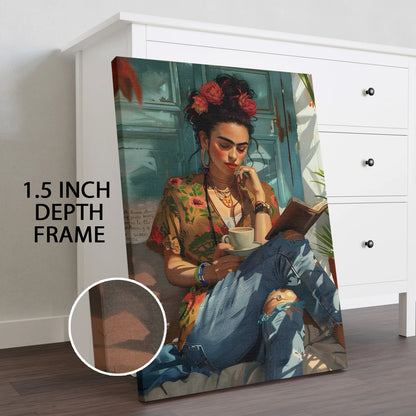 Boho Girl & Sunshine Canvas Wall Art Painting