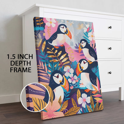 Tropical Puffin Paradise Wall Art Painting For Home Decoration