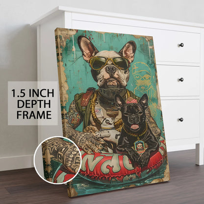 Funky Bulldog Graffiti Canvas Wall Art Painting