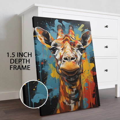 Colorful Giraffe Graffiti Canvas Wall Art Painting