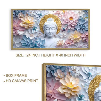 Buddha with Pastel Lotus Wall Canvas Painting For Home Decor
