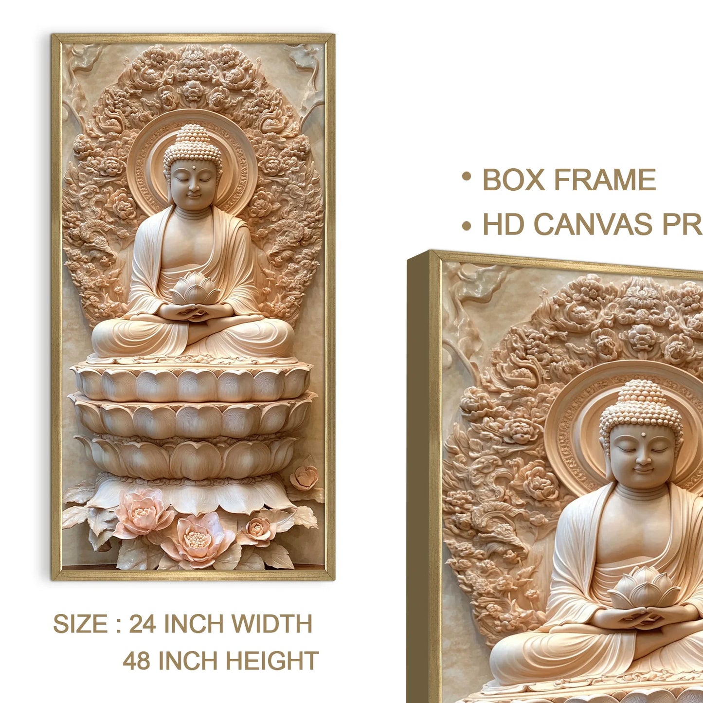 Lord Buddha Meditation With Lotus Canvas Wall Painting For Office Decoration