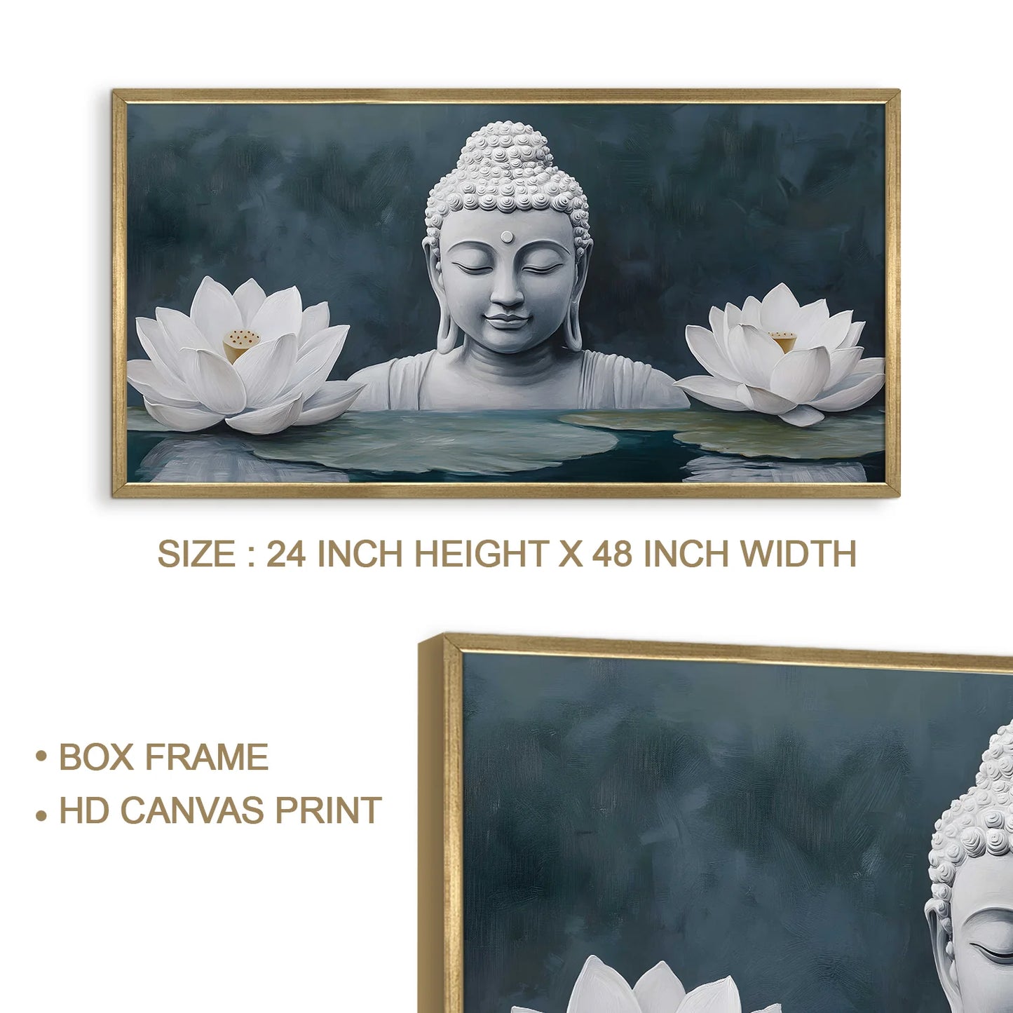 Buddha with White Lotus Wall Art For Home Decoration