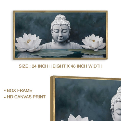 Buddha with White Lotus Wall Art For Home Decoration