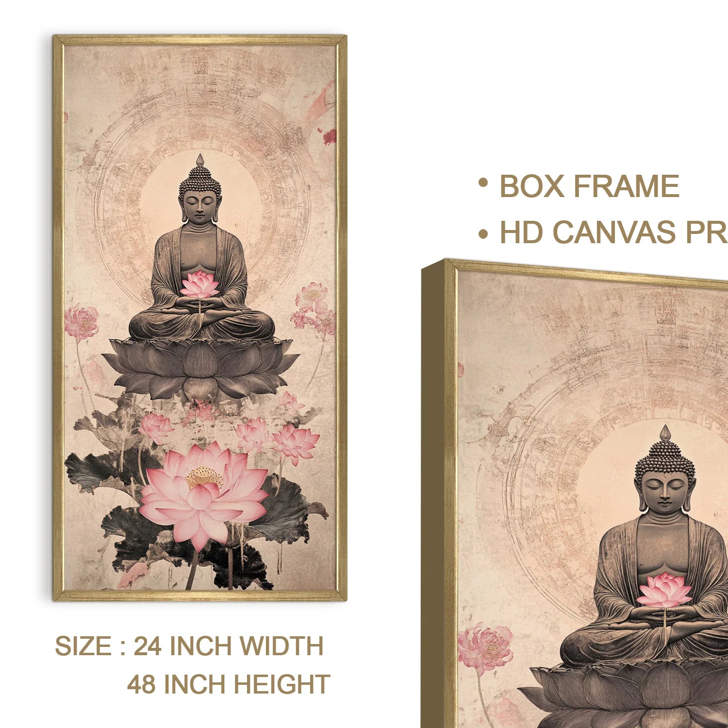 Lord Buddha Meditation With Lotus Canvas Wall Painting For Room Decoration 