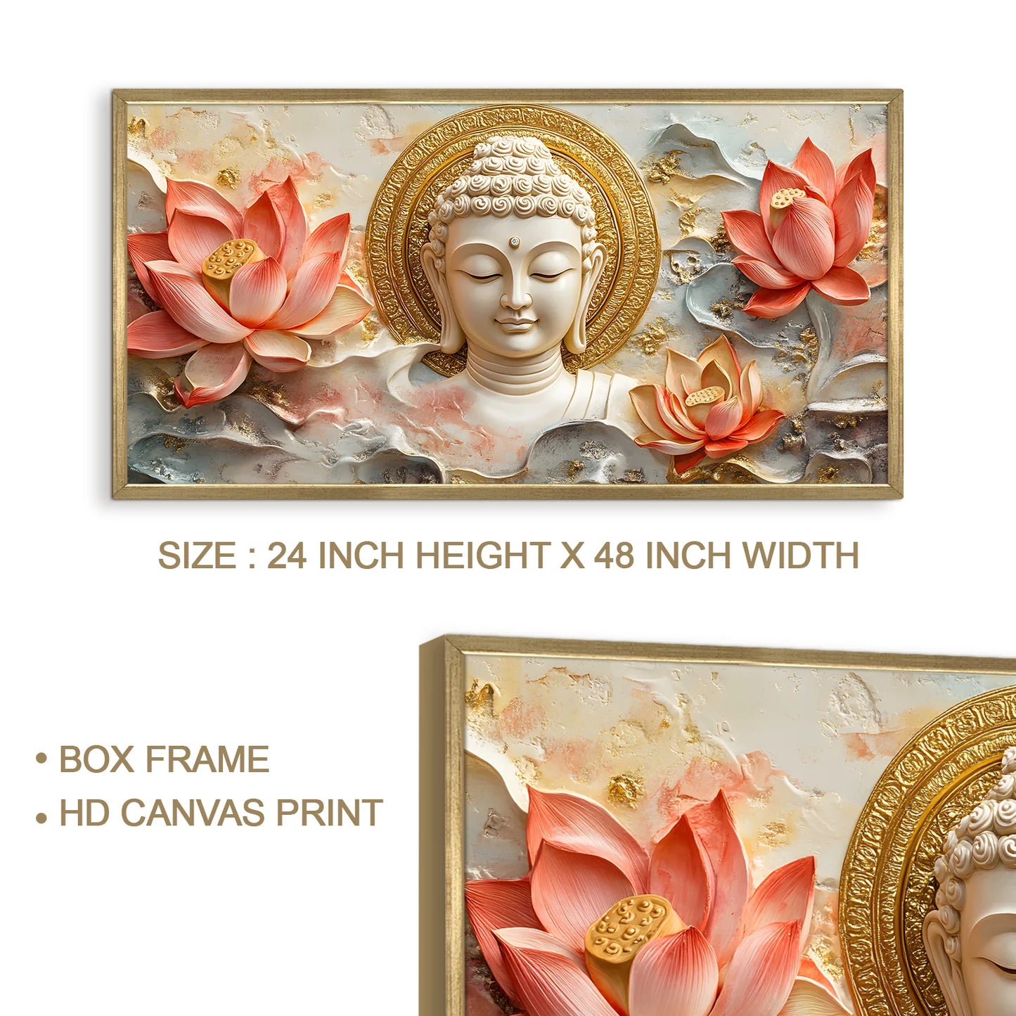 Buddha & Red Lotus Wall Canvas Painting For Home