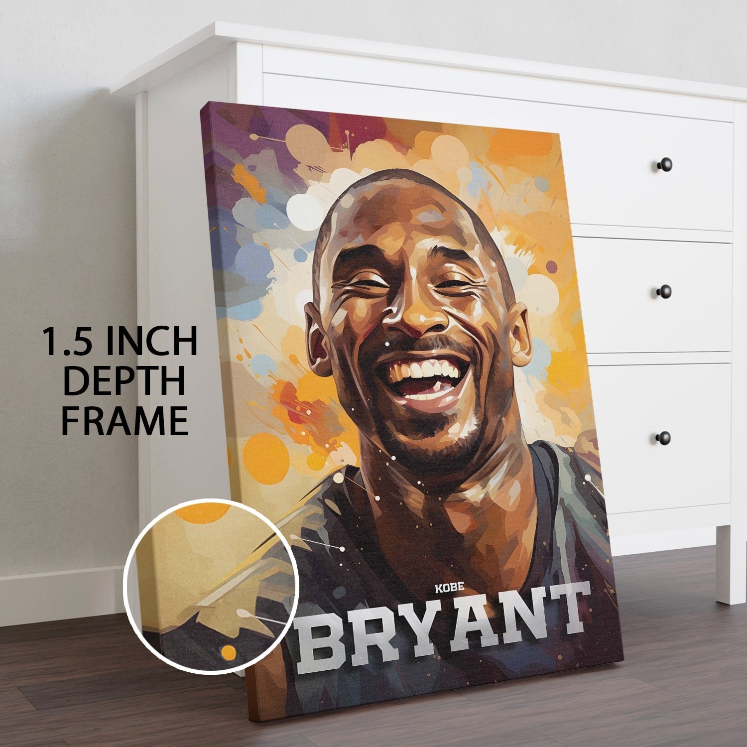 Kobe Bryant Smiling Portrait canvas wall art painting